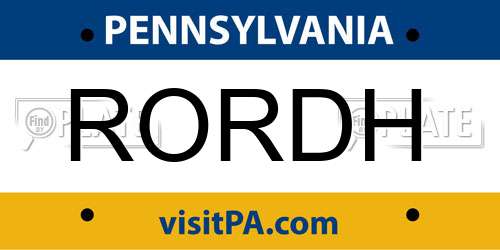 RORDH Pennsylvania License Plate