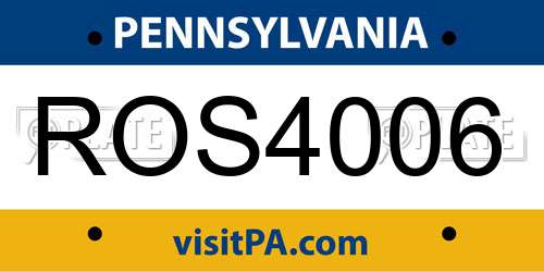 ROS4006 Pennsylvania License Plate