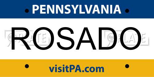 ROSADO Pennsylvania License Plate