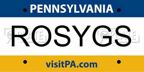 ROSYGS Pennsylvania License Plate