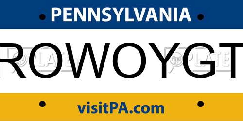 ROWOYGT Pennsylvania License Plate