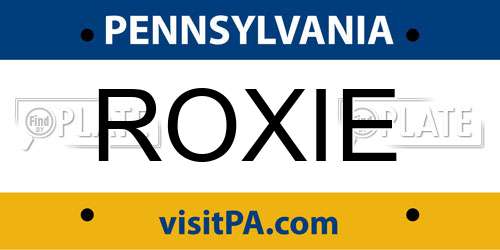 ROXIE Pennsylvania License Plate