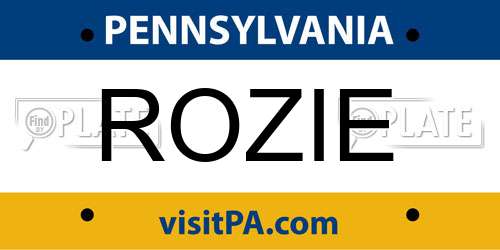 ROZIE Pennsylvania License Plate