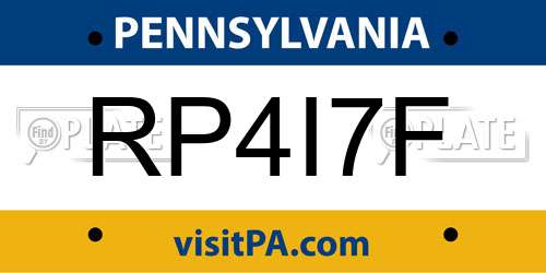 RP4I7F Pennsylvania License Plate