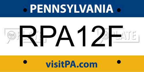 RPA12F Pennsylvania License Plate