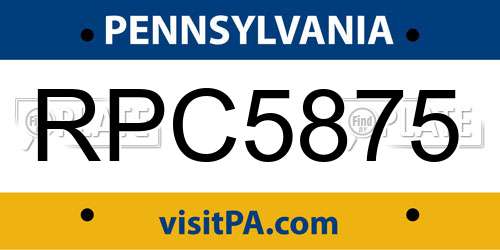 RPC5875 Pennsylvania License Plate