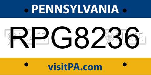 RPG8236 Pennsylvania License Plate
