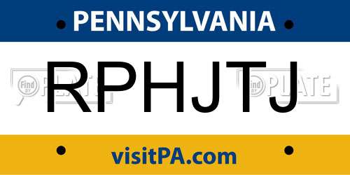 RPHJTJ Pennsylvania License Plate