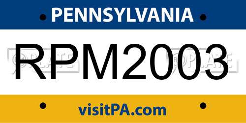 RPM2003 Pennsylvania License Plate