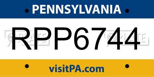 RPP6744 Pennsylvania License Plate