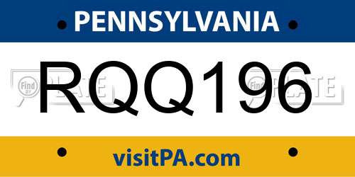 RQQ196 Pennsylvania License Plate