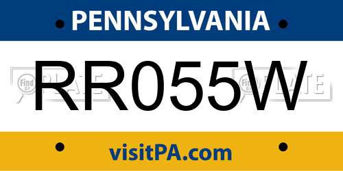 RR055W Pennsylvania License Plate