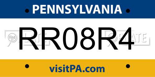 RR08R4 Pennsylvania License Plate