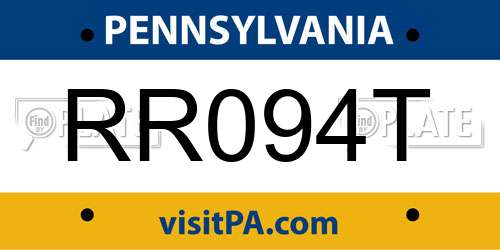 RR094T Pennsylvania License Plate