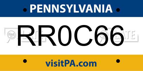 RR0C66 Pennsylvania License Plate