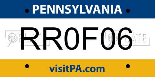 RR0F06 Pennsylvania License Plate