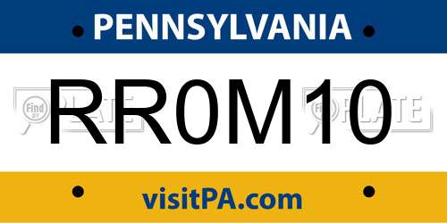 RR0M10 Pennsylvania License Plate