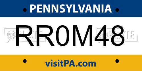 RR0M48 Pennsylvania License Plate