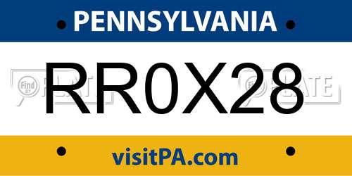 RR0X28 Pennsylvania License Plate
