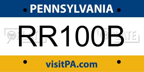 RR100B Pennsylvania License Plate