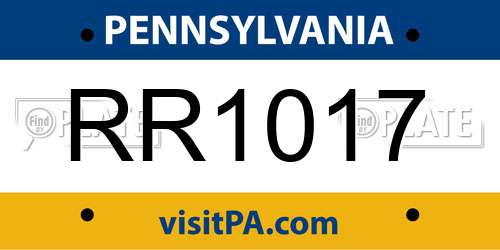 RR1017 Pennsylvania License Plate