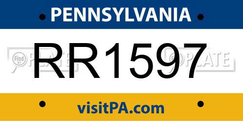 RR1597 Pennsylvania License Plate
