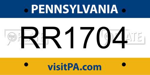 RR1704 Pennsylvania License Plate