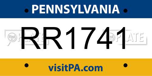 RR1741 Pennsylvania License Plate