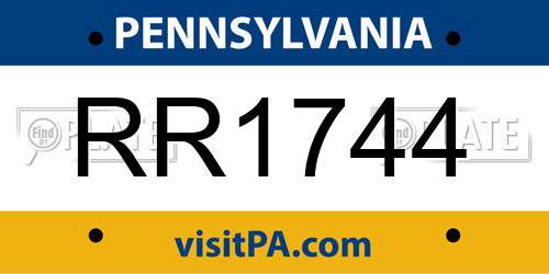RR1744 Pennsylvania License Plate