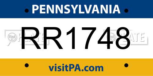 RR1748 Pennsylvania License Plate