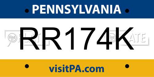 RR174K Pennsylvania License Plate