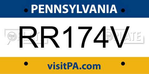 RR174V Pennsylvania License Plate