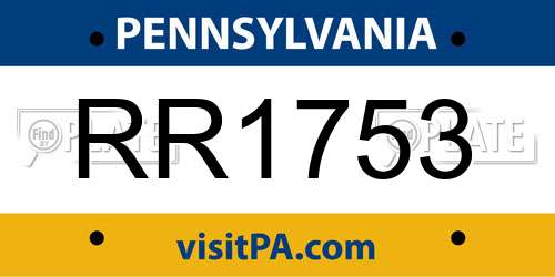 RR1753 Pennsylvania License Plate
