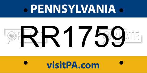 RR1759 Pennsylvania License Plate