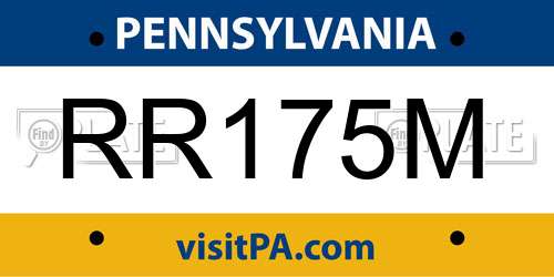 RR175M Pennsylvania License Plate