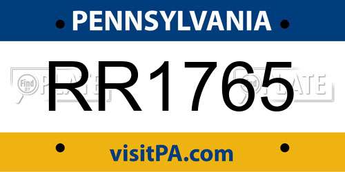 RR1765 Pennsylvania License Plate