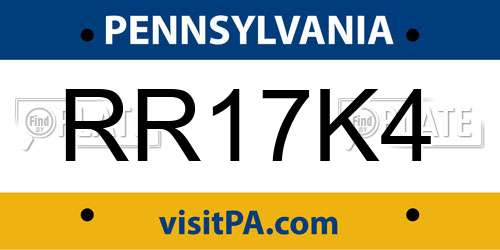 RR17K4 Pennsylvania License Plate