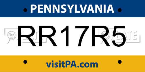 RR17R5 Pennsylvania License Plate
