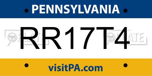 RR17T4 Pennsylvania License Plate