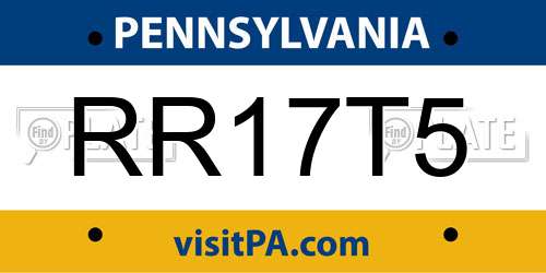 RR17T5 Pennsylvania License Plate