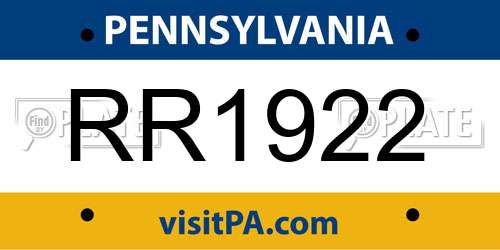 RR1922 Pennsylvania License Plate