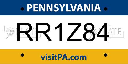 RR1Z84 Pennsylvania License Plate