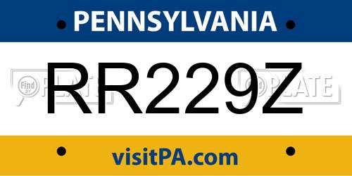 RR229Z Pennsylvania License Plate