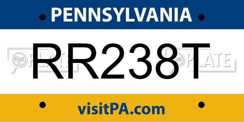 RR238T Pennsylvania License Plate