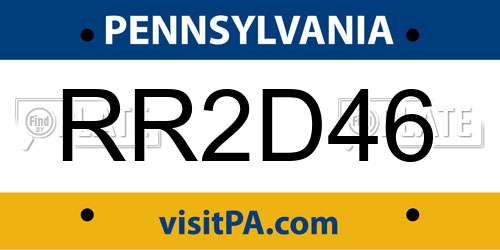RR2D46 Pennsylvania License Plate