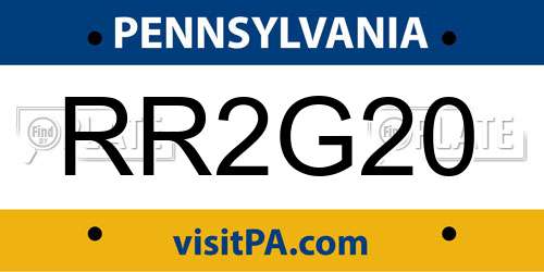 RR2G20 Pennsylvania License Plate