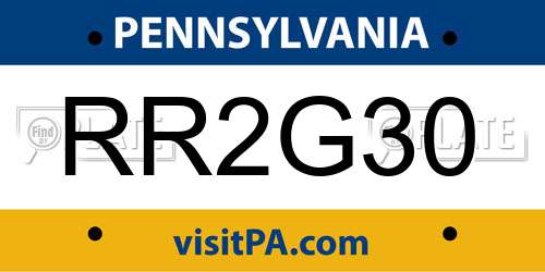 RR2G30 Pennsylvania License Plate