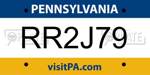 RR2J79 Pennsylvania License Plate
