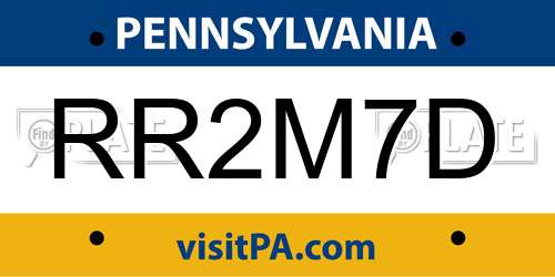 RR2M7D Pennsylvania License Plate