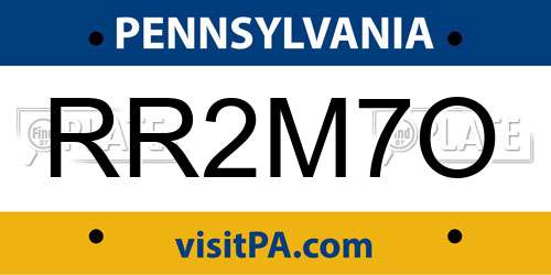 RR2M7O Pennsylvania License Plate
